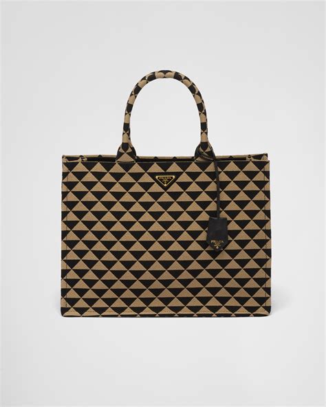 prada symbole embroidered jacquard fabric tote bag|prada symbole tote bag.